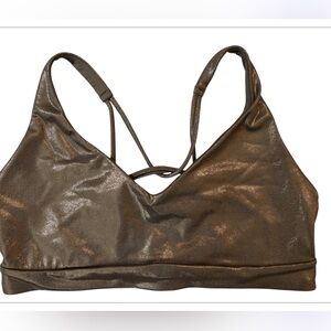 Athleta Strappy Sports‎ Bra Metallic Bronze Shimmer Low Impact Women’s small